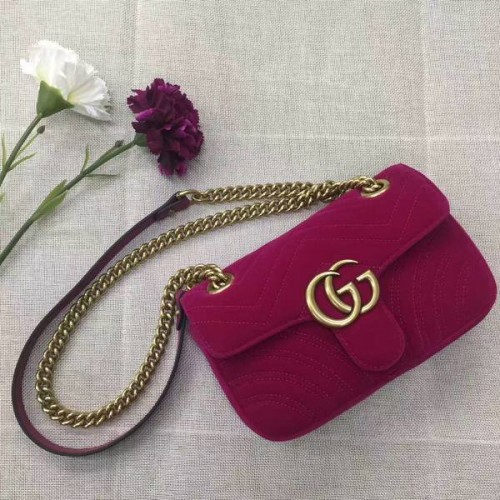 Gucci GG Marmont Wildleder Mini Umhängetasche 446744 Wein
