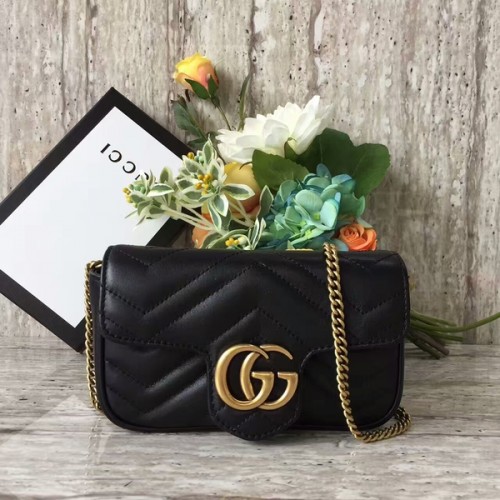Gucci GG Marmont Velvet Nano Umhängetasche 476433A Schwarz