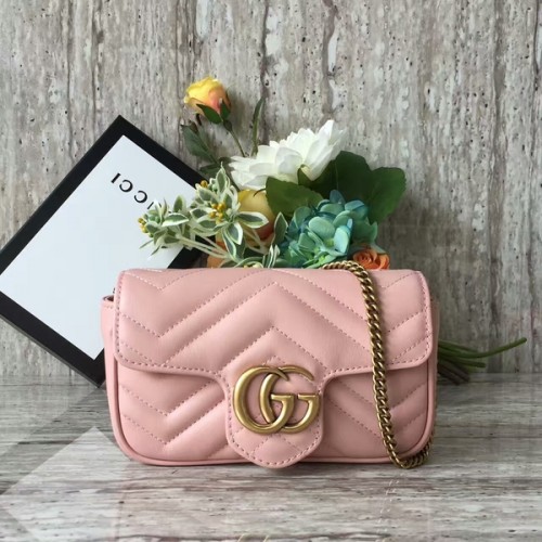 Gucci GG Marmont Velvet Nano Umhängetasche 476433A Hellrosa