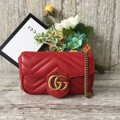 Gucci GG Marmont Velvet Nano Umhängetasche 476433A Rot