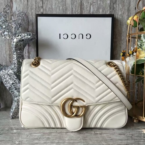 Gucci GG Marmont Velvet Umhängetasche 443496A Weiß