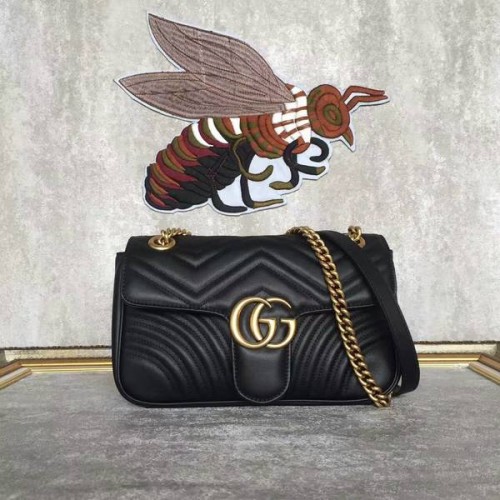 Gucci GG Marmont Sheenskin Umhängetasche 443497A Schwarz