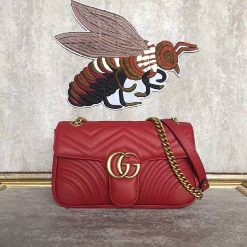 Gucci GG Marmont Sheenskin Umhängetasche 443497A Rot