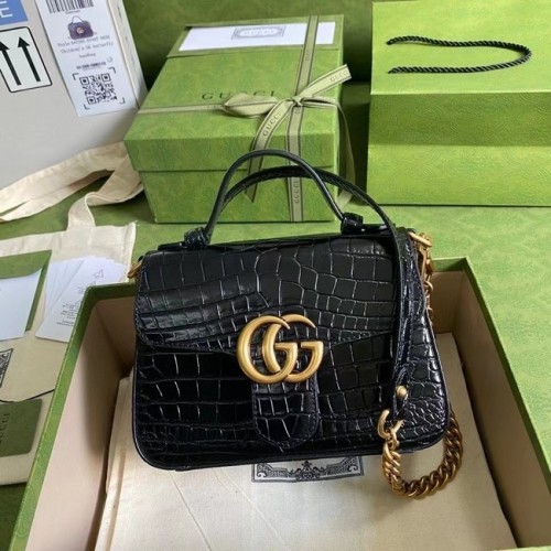Gucci GG Marmont Krokodil-Mini-Henkeltasche 547260 schwarz