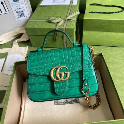 Gucci GG Marmont Krokodil-Mini-Henkeltasche 547260 grün