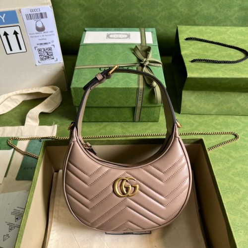 Gucci GG Marmont halbmondförmige Minitasche 699514 dunkelrosa