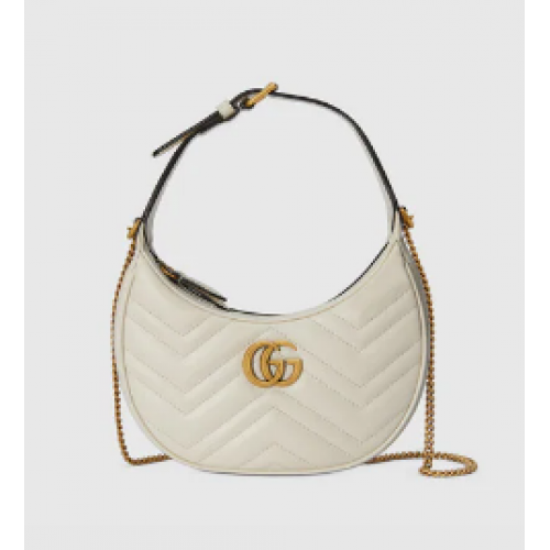 Gucci GG Marmont halbmondförmige Minitasche 699514 weiß