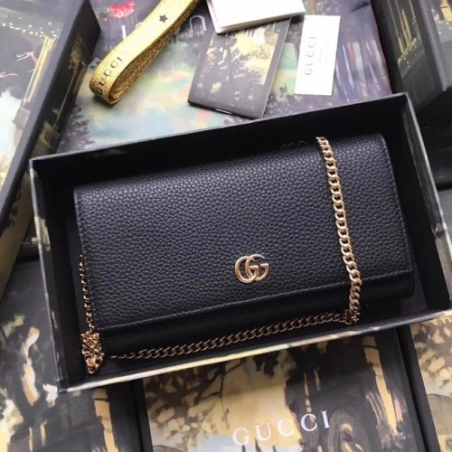 Gucci GG Marmont Geldbörse aus Leder mit Kette 546585 schwarz