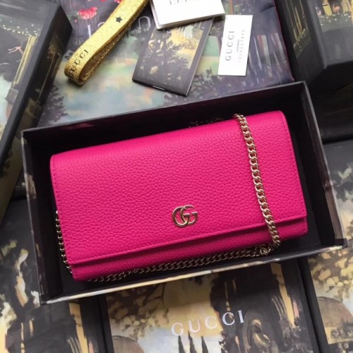 Gucci GG Marmont Geldbörse aus Leder mit Kette 546585 Rose