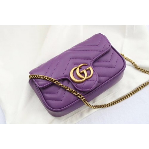 Gucci GG Marmont Super-Mini-Tasche aus Matelasse-Leder 476433 lila