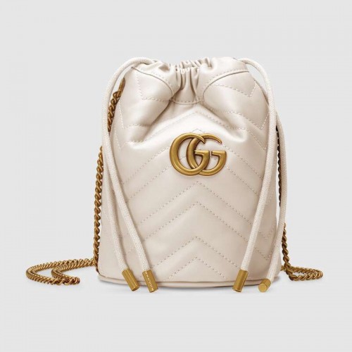 Gucci GG Marmont Mini-Eimertasche 575163 Weiß