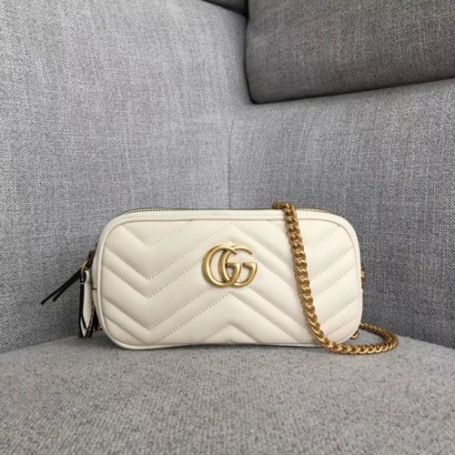 Gucci GG Marmont Mini-Kettentasche 546581 weiß