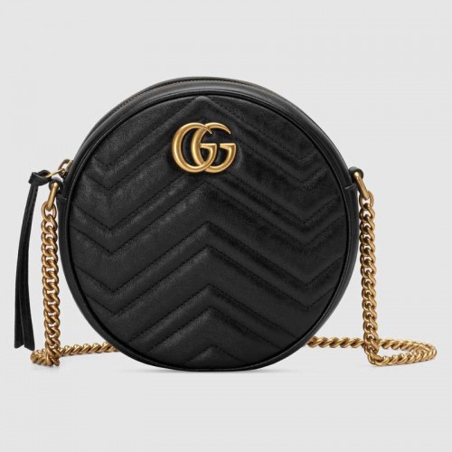 Gucci GG Marmont runde Mini-Umhängetasche 550154 schwarz
