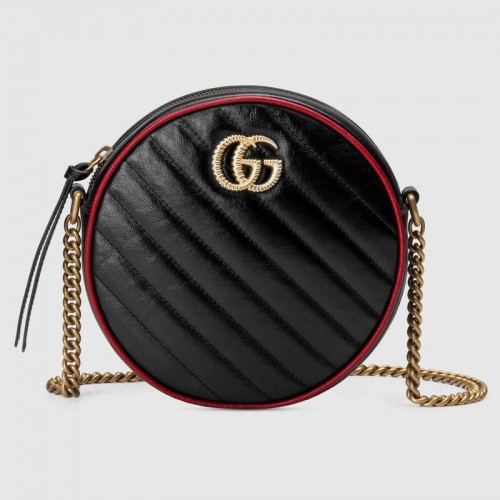 Gucci GG Marmont runde Mini-Umhängetasche 550154 schwarz