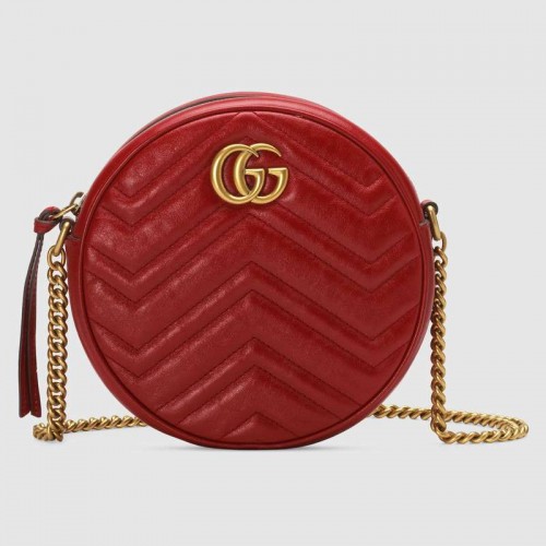Gucci GG Marmont runde Mini-Umhängetasche 550154 rot