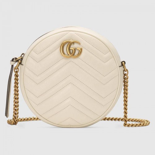 Gucci GG Marmont runde Mini-Umhängetasche 550154 weiß