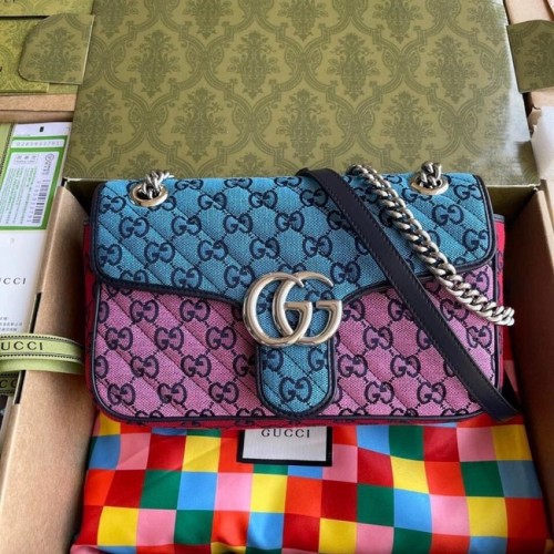 Gucci GG Marmont Mehrfarbige kleine Umhängetasche 443497 Pink&blau&grün&rot