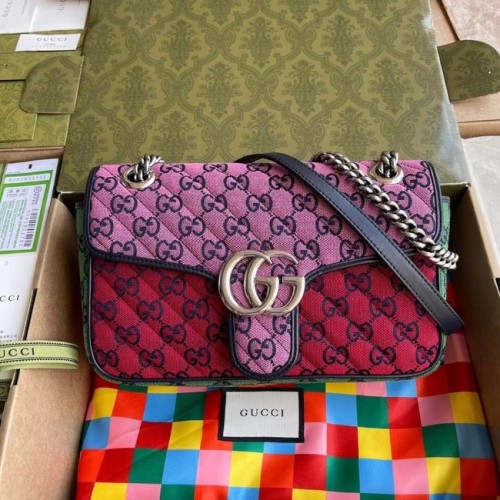 Gucci GG Marmont mehrfarbige kleine Umhängetasche 443497 Pink&Grün&Gelb&Rot