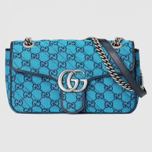 Gucci GG Marmont mehrfarbige kleine Umhängetasche 443497 blau