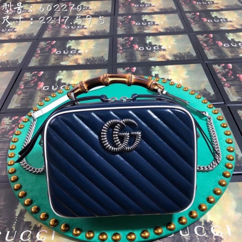 Gucci GG Marmont Serie kleine Bambus Umhängetasche 602270 Königsblau