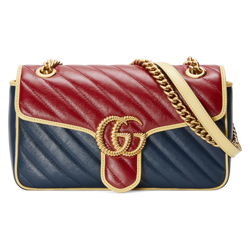 Gucci GG Marmont kleine Umhängetasche 443497 Blau und Rot