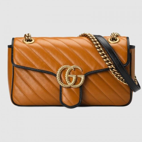 Gucci GG Marmont kleine Umhängetasche 443497 Cognac diagonal