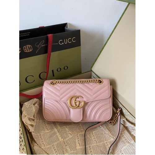 Gucci GG Marmont kleine Umhängetasche 443497 hellrosa