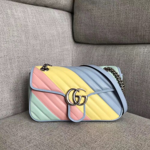 Gucci GG Marmont kleine Umhängetasche 443497 grün&pink&gelb&blau