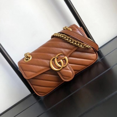 Gucci GG Marmont kleine Umhängetasche 446744 Braun