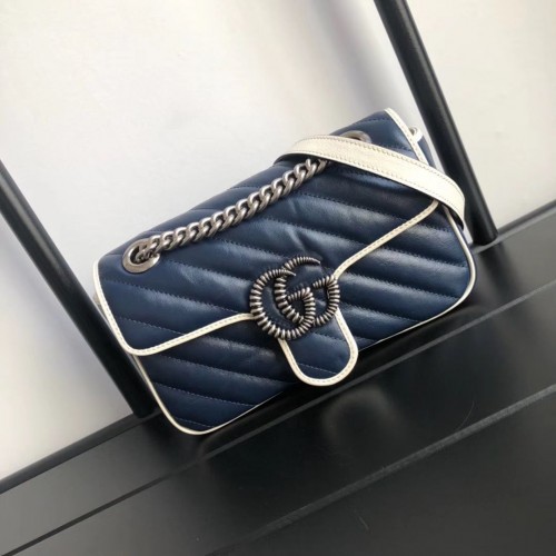 Gucci GG Marmont kleine Umhängetasche 446744 Navy