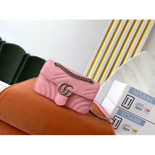 Gucci GG Marmont kleine Umhängetasche 446744 hellrosa