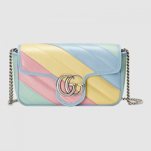Gucci GG Marmont Super-Mini-Tasche 476433 Mehrfarbiges Pastell