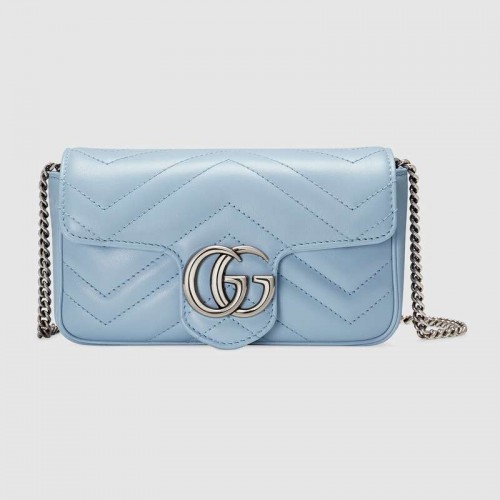Gucci GG Marmont Super-Mini-Tasche 476433 Pastellblau