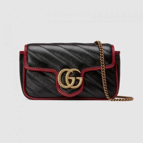 Gucci GG Marmont Super-Mini-Tasche 574969 Schwarz