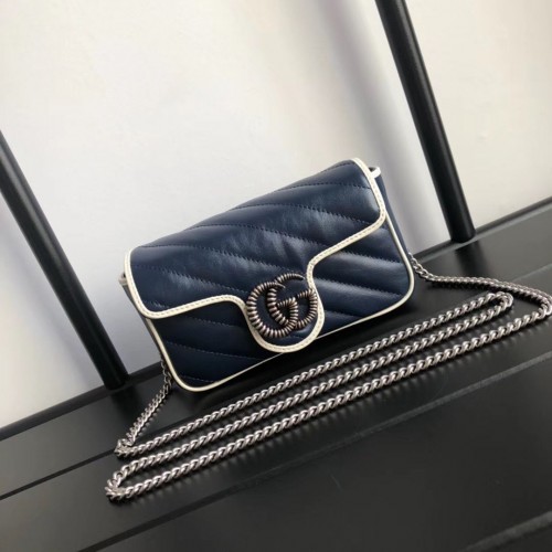 Gucci GG Marmont Super-Mini-Tasche 574969 Navy