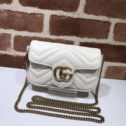 Gucci GG Marmont Super-Mini-Tasche 574969 weiß