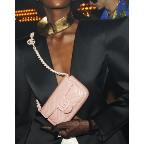 Gucci GG Marmont super mini rosa Tasche 476433 rosa Kette