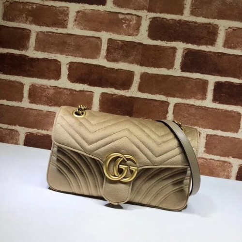 Gucci GG Marmont mittelgroße Umhängetasche aus Samt 443497 Khaki