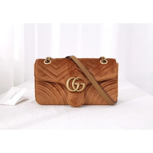 Gucci GG Marmont Medium Schultertasche aus Samt 443497 Taupe