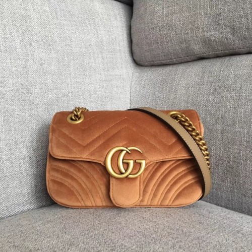 Gucci GG Marmont Samt-Minitasche 446744 braun