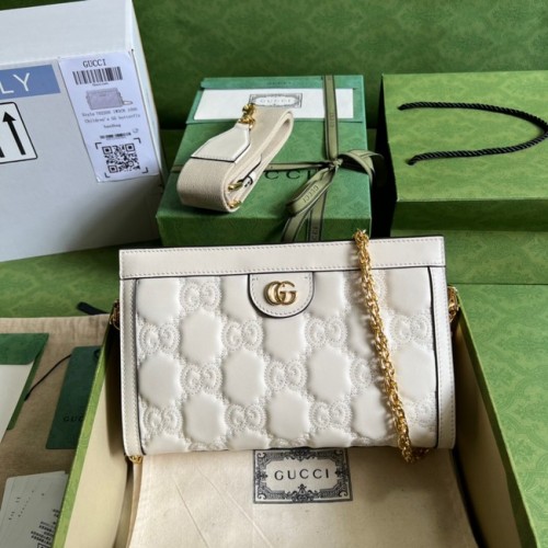 Gucci GG Matelasse Leder Umhängetasche 702200 weiß