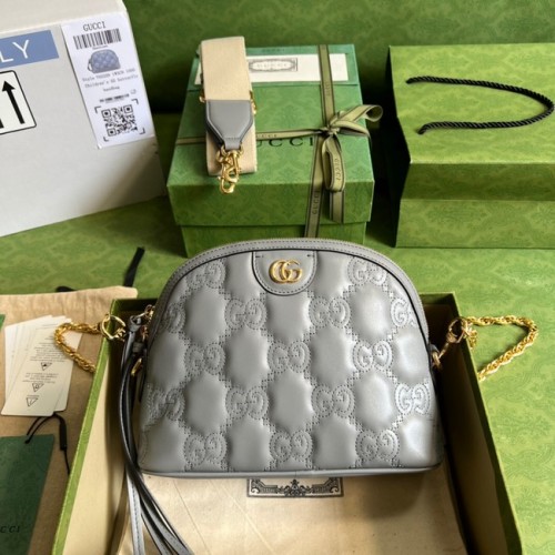 Gucci GG Matelasse Leder Umhängetasche 702229 Staubgrau
