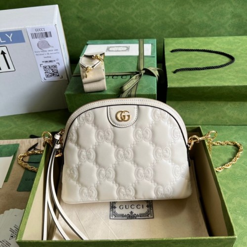 Gucci GG Matelasse Leder Umhängetasche 702229 weiß