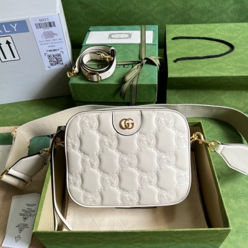Gucci GG Matelasse Leder Umhängetasche 702234 weiß