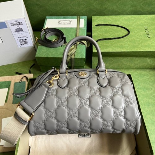 Gucci GG Matelasse Ledertasche mit Henkel oben 702242 Staubgrau