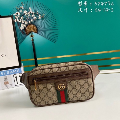 Gucci GG Original GG Gürteltasche aus Leder 574796 braun