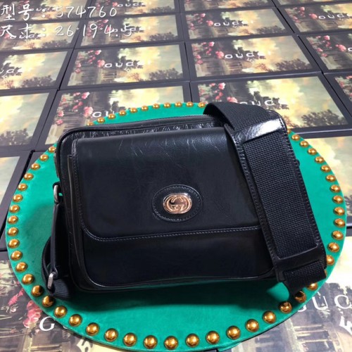 Gucci GG Original Leder Umhängetasche 574760 schwarz