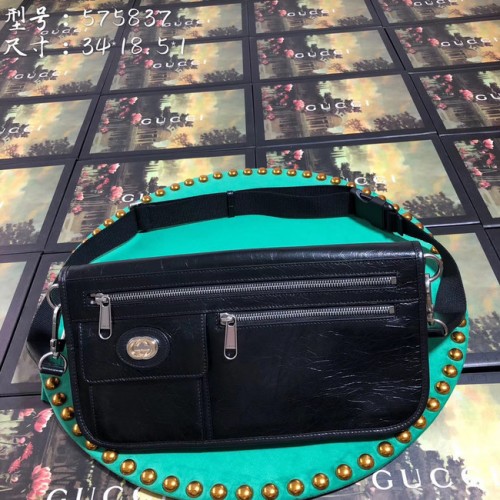 Gucci GG Original Leder Umhängetasche 575837 schwarz