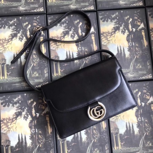 Gucci GG Original Leder Umhängetasche 589474 Schwarz