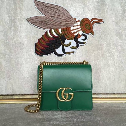 Gucci GG Original Marmont Leder Umhängetasche 431384A Grün